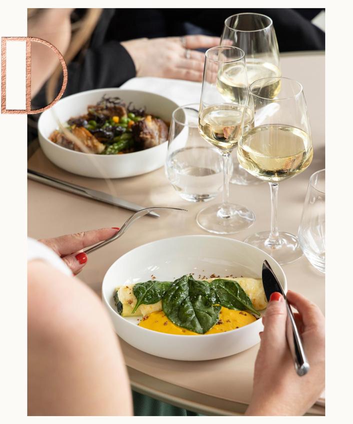 Madame Brasserie lunch dish cannelloni of spinach and mashed carrots